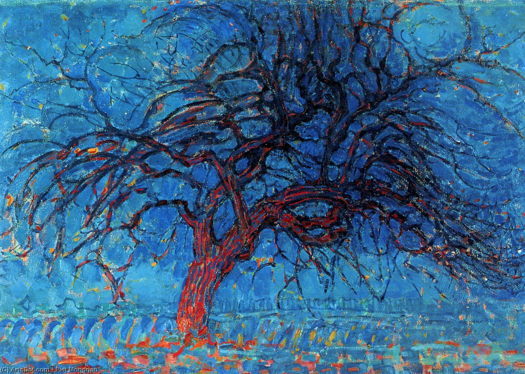 WikiOO.org - Encyclopedia of Fine Arts - Lukisan, Artwork Piet Mondrian - Red Tree