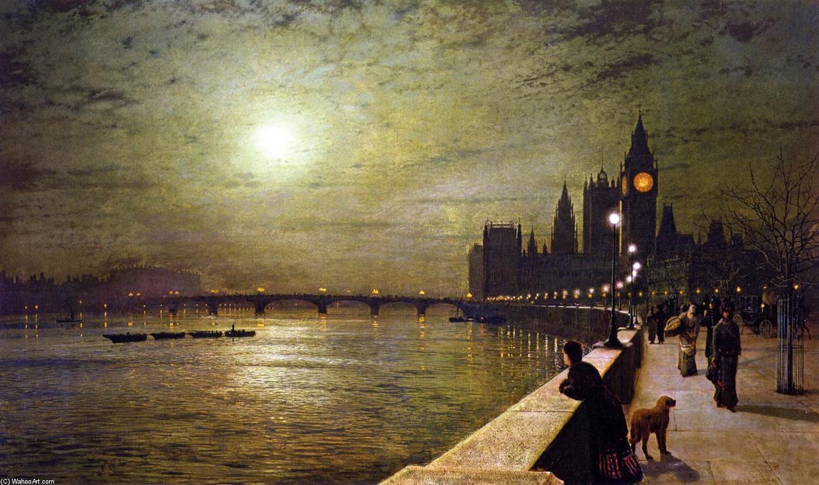 WikiOO.org - Encyclopedia of Fine Arts - Malba, Artwork John Atkinson Grimshaw - Reflections on the Thames