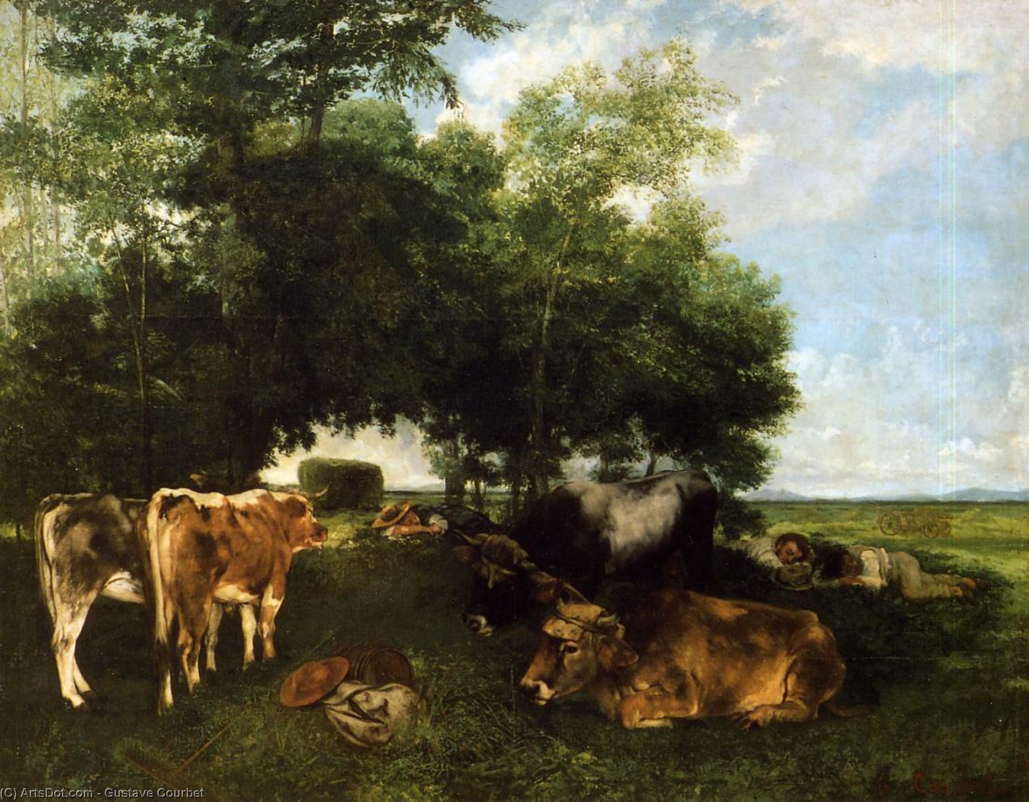 WikiOO.org - אנציקלופדיה לאמנויות יפות - ציור, יצירות אמנות Gustave Courbet - The Rest During the Harvest Season (also known as Mountains of the Doubs)