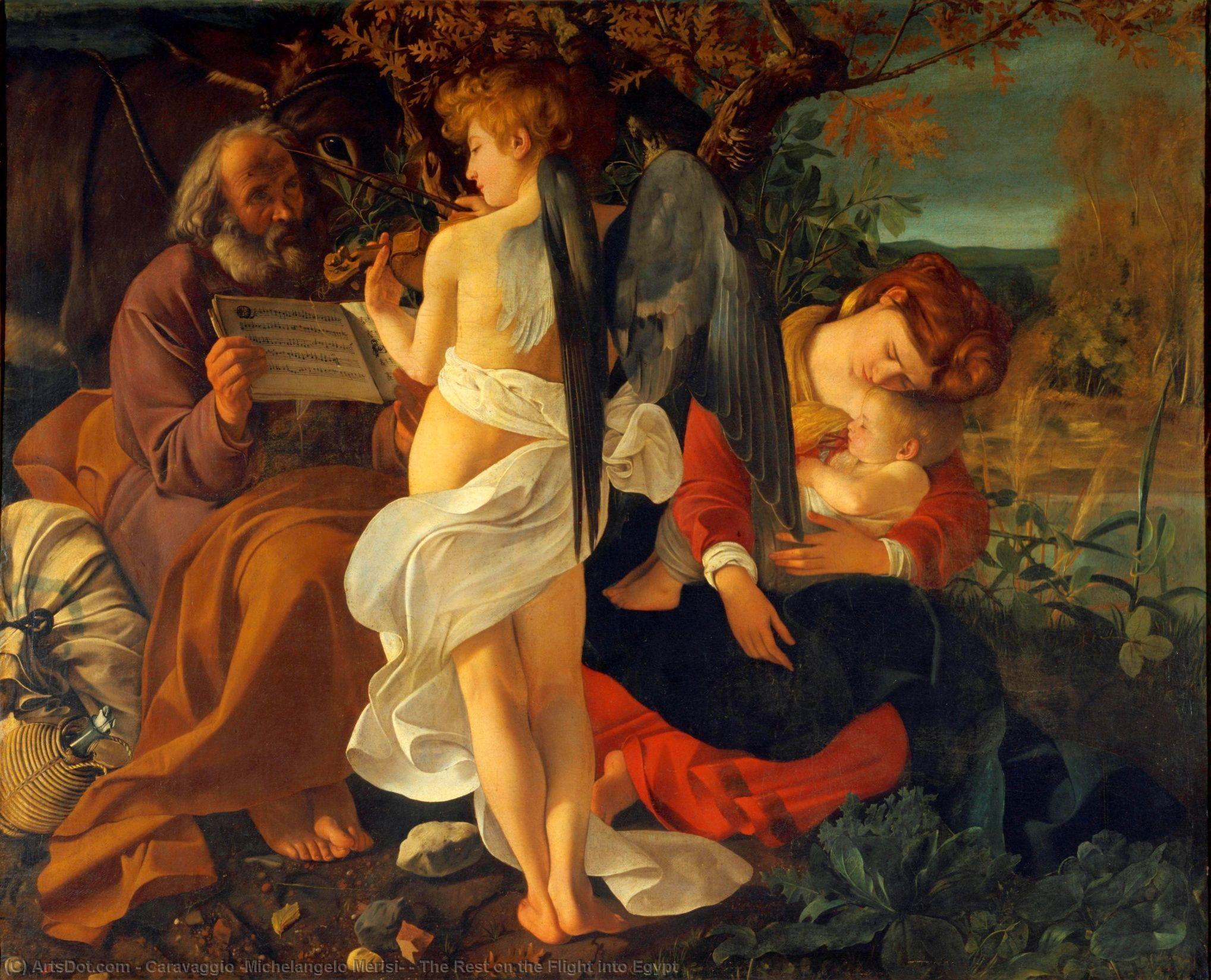 Wikioo.org - Bách khoa toàn thư về mỹ thuật - Vẽ tranh, Tác phẩm nghệ thuật Caravaggio (Michelangelo Merisi) - The Rest on the Flight into Egypt