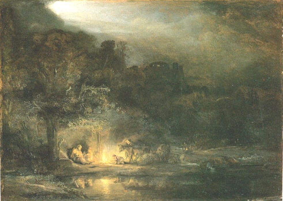 Wikioo.org - The Encyclopedia of Fine Arts - Painting, Artwork by Rembrandt Van Rijn - Rest on the Flight to Egypt