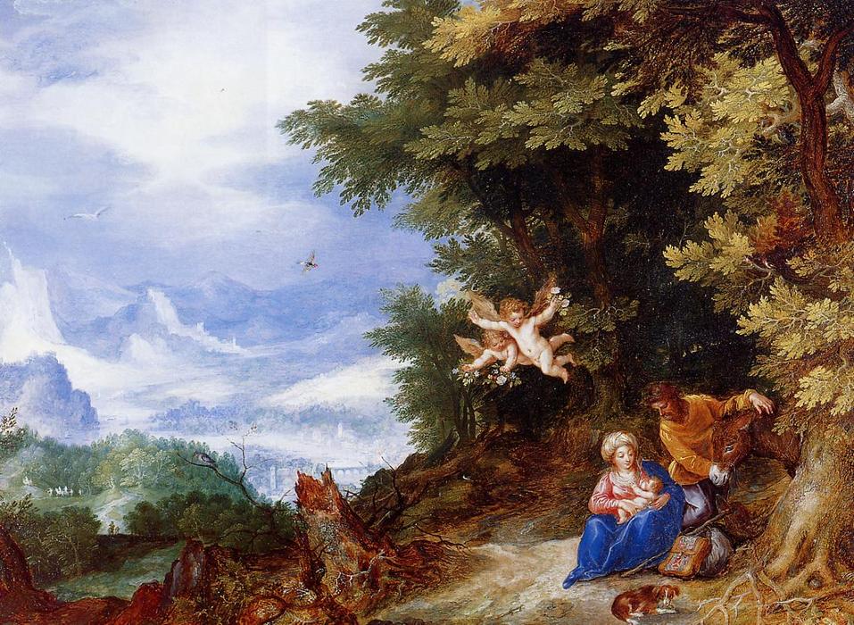 Wikioo.org - The Encyclopedia of Fine Arts - Painting, Artwork by Jan Brueghel The Elder - The Rest on the Flight to Egypt