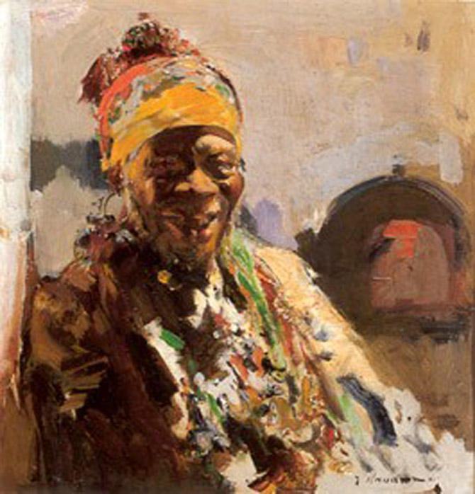 Wikioo.org - The Encyclopedia of Fine Arts - Painting, Artwork by Jose Navarro Llorens - Retrato de negra