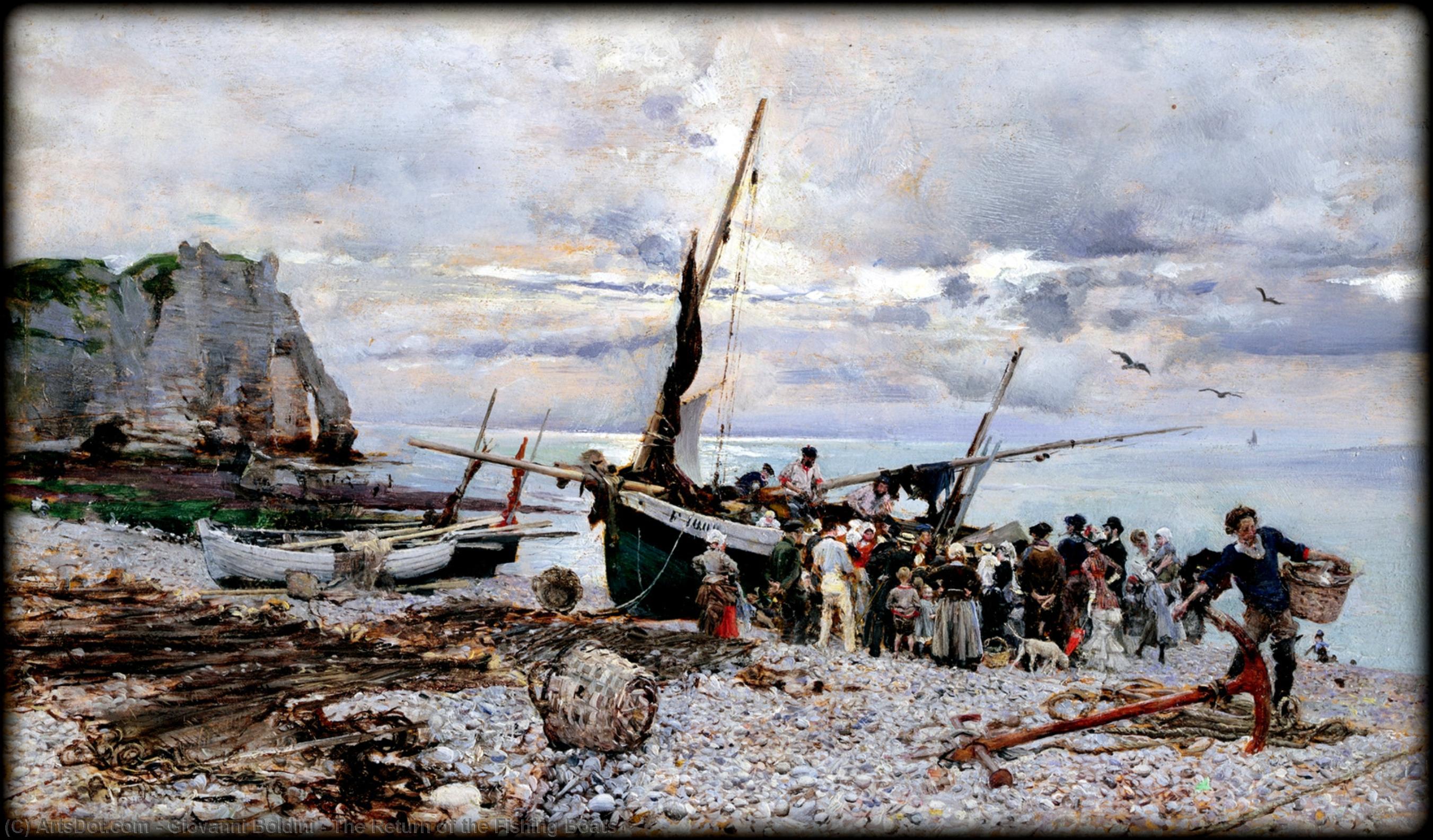 Wikioo.org – La Enciclopedia de las Bellas Artes - Pintura, Obras de arte de Giovanni Boldini - el regreso todaclasede  el  pesca  Barcos