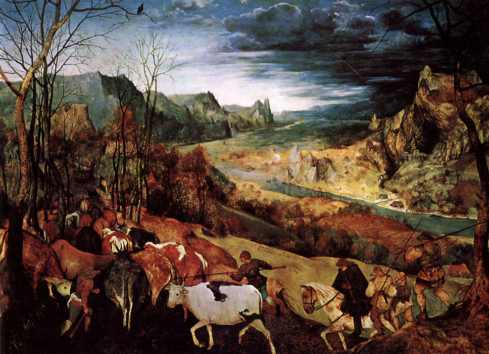 Wikioo.org - The Encyclopedia of Fine Arts - Painting, Artwork by Pieter Bruegel The Elder - The Return of the Herd (also known as November)