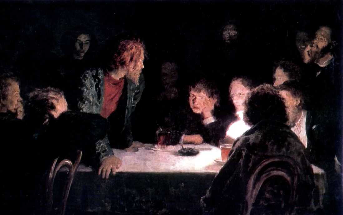Wikioo.org - The Encyclopedia of Fine Arts - Painting, Artwork by Ilya Yefimovich Repin - The Revolutionary Meeting.