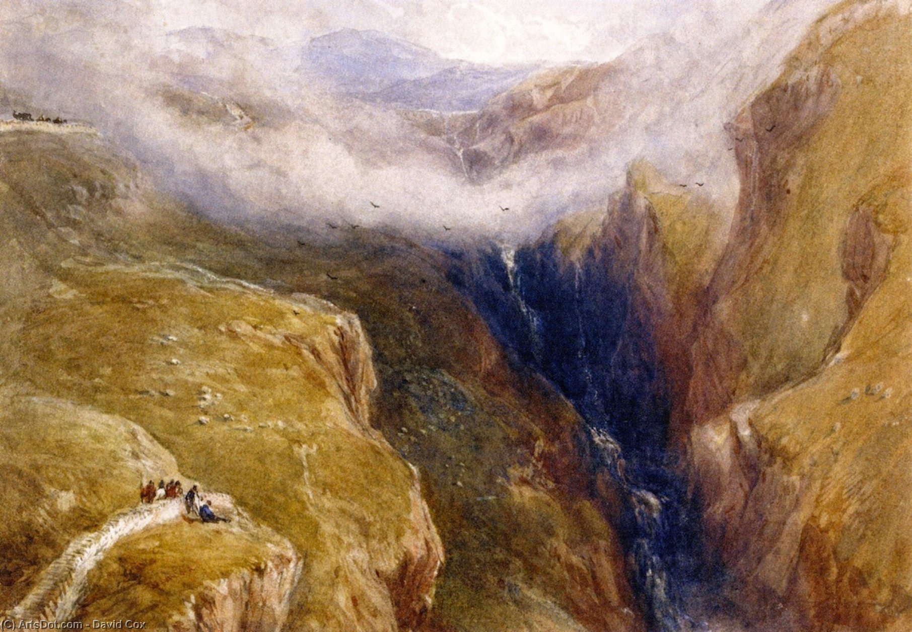 Wikioo.org - The Encyclopedia of Fine Arts - Painting, Artwork by David Cox - Rhaiadr Cwm, North Wales
