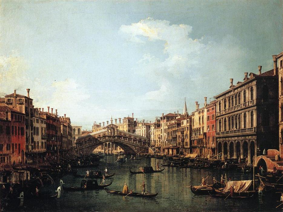 Wikioo.org - The Encyclopedia of Fine Arts - Painting, Artwork by Giovanni Antonio Canal (Canaletto) - Rialto Bridge from the South