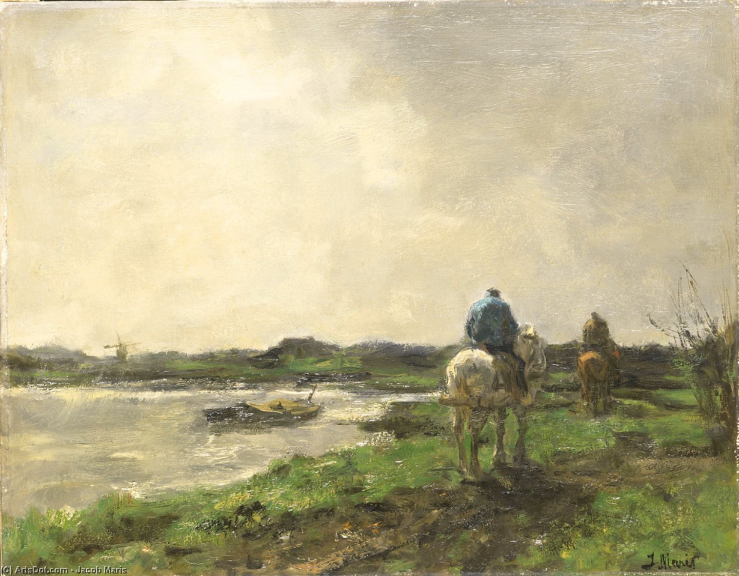 WikiOO.org - Encyclopedia of Fine Arts - Maľba, Artwork Jacob Henricus Maris - Riders on a Tow Path