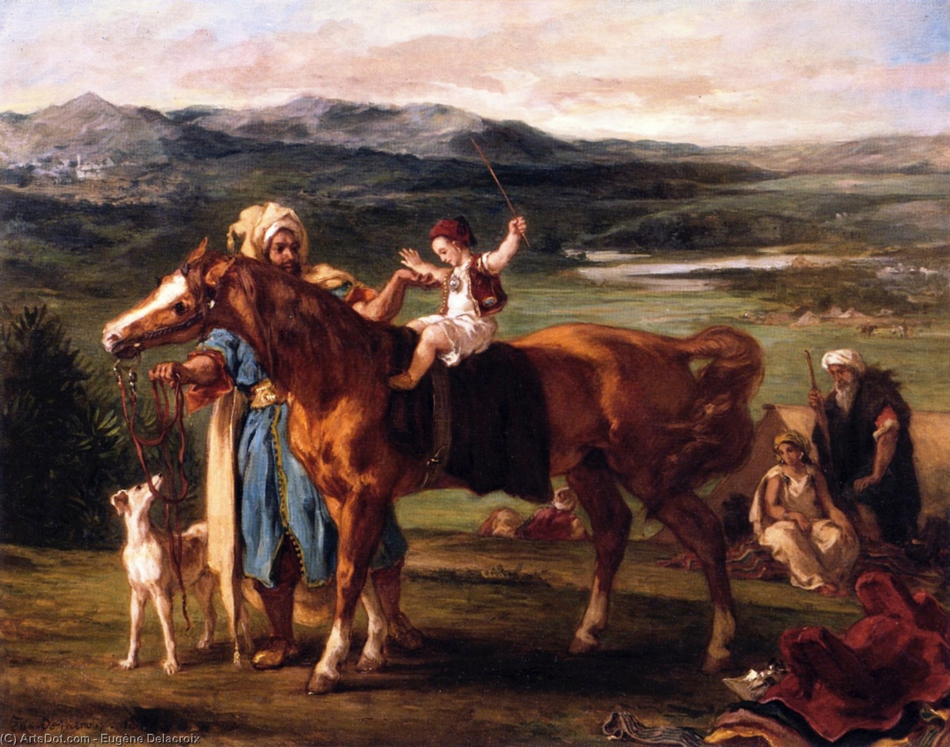 Wikioo.org - Bách khoa toàn thư về mỹ thuật - Vẽ tranh, Tác phẩm nghệ thuật Eugène Delacroix - The Riding Lesson
