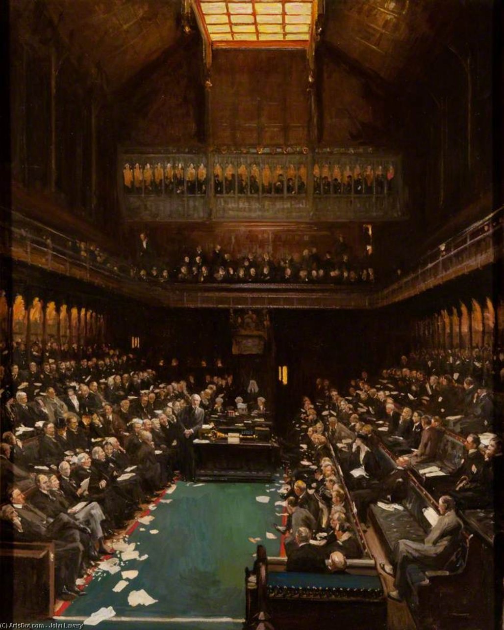Wikioo.org - The Encyclopedia of Fine Arts - Painting, Artwork by John Lavery - The Right Honourable J. Ramsay Macdonald Addressing the House of Commons