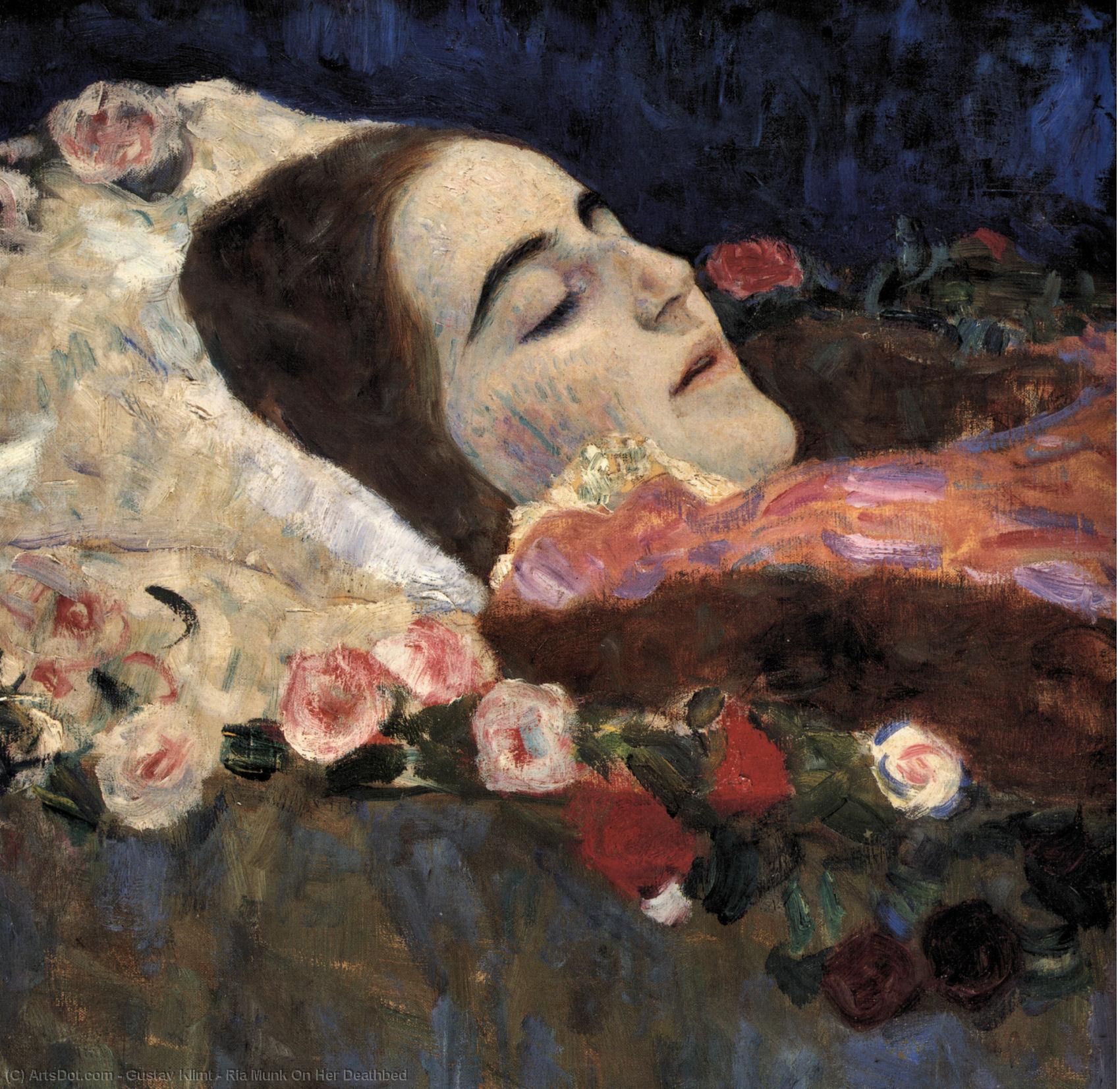 Wikioo.org - The Encyclopedia of Fine Arts - Painting, Artwork by Gustav Klimt - Ria Munk On Her Deathbed