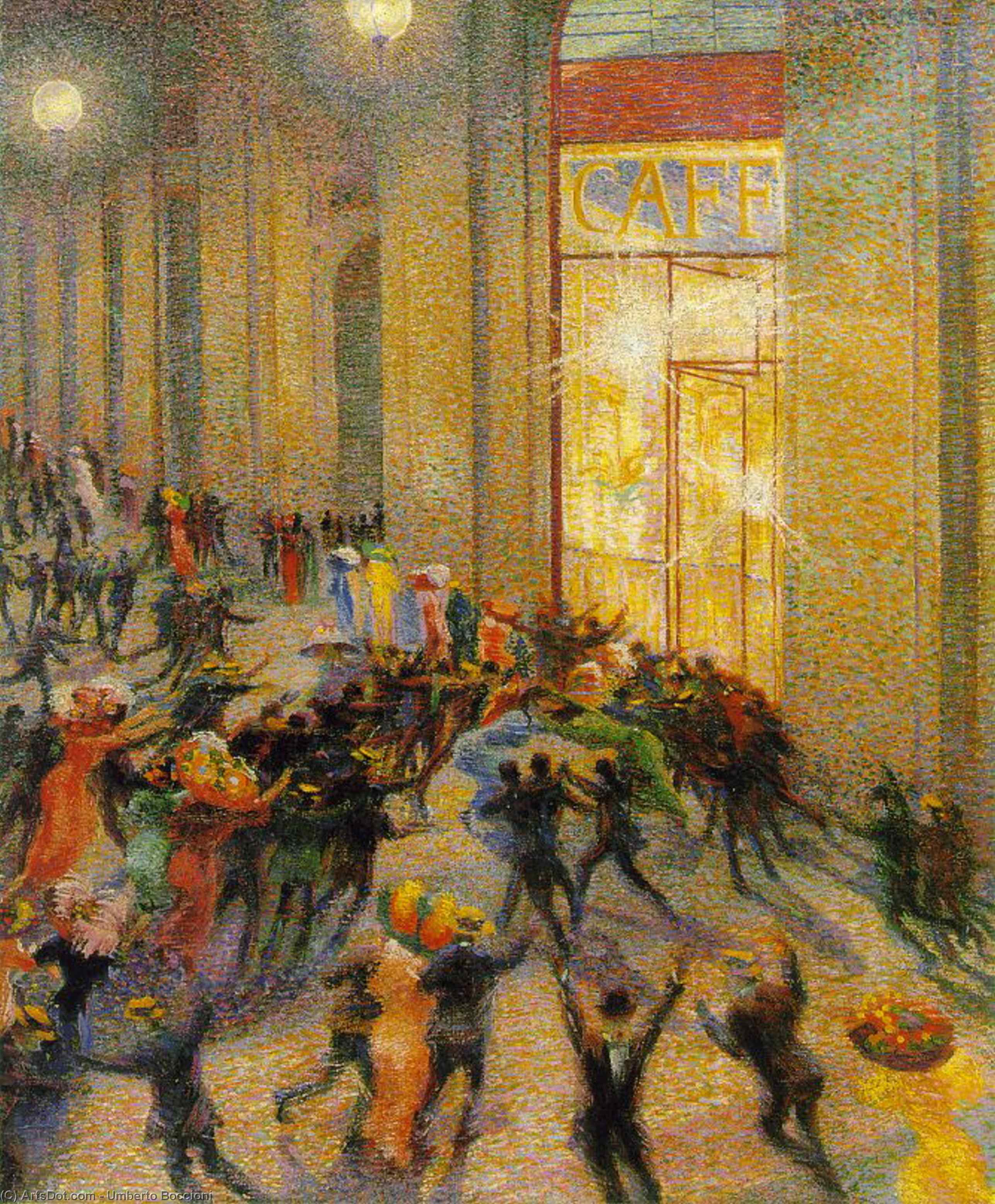 WikiOO.org - Encyclopedia of Fine Arts - Schilderen, Artwork Umberto Boccioni - Riot (also known as Riot in the Galleria)