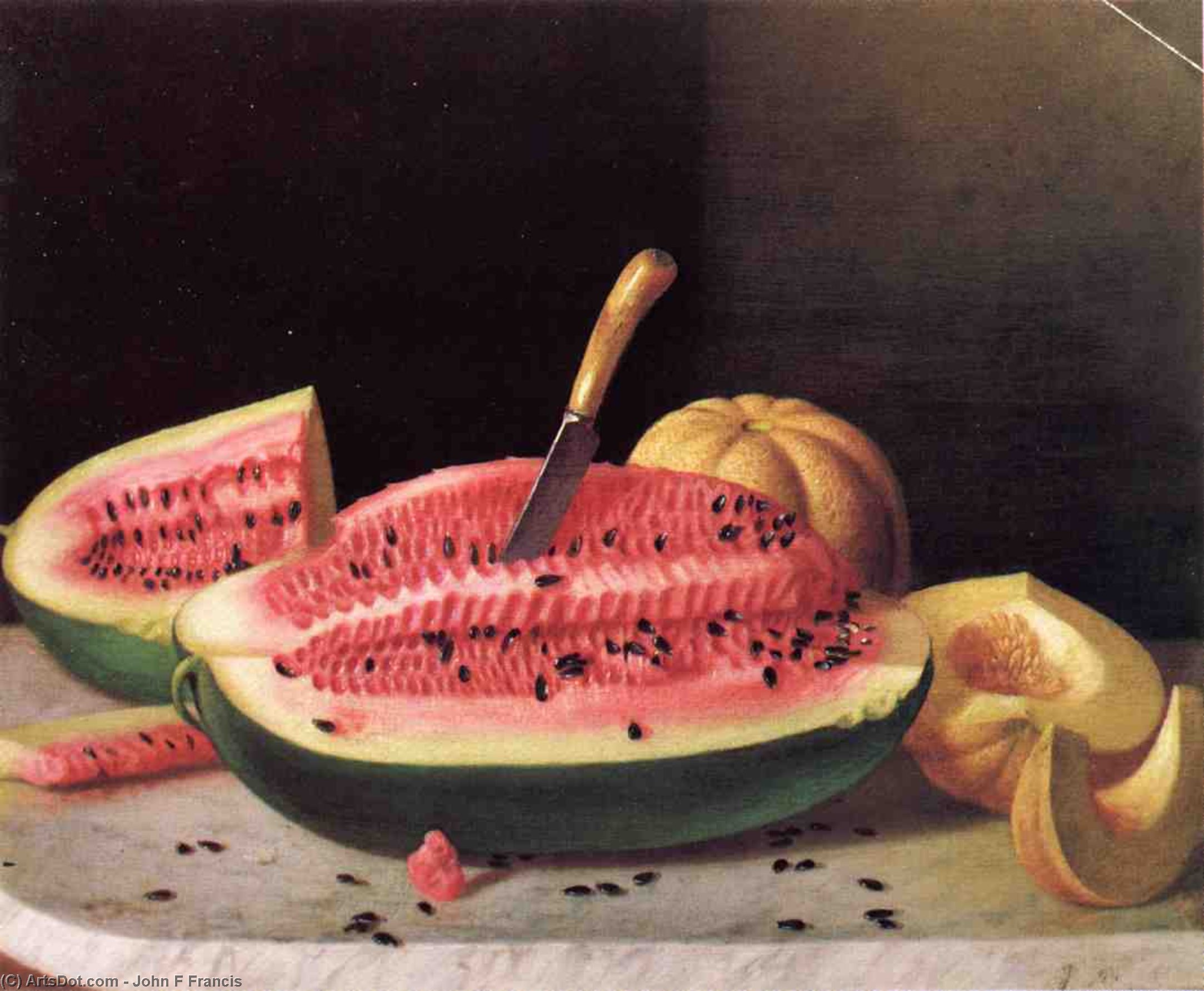 Wikioo.org - สารานุกรมวิจิตรศิลป์ - จิตรกรรม John F Francis - Ripe Melons