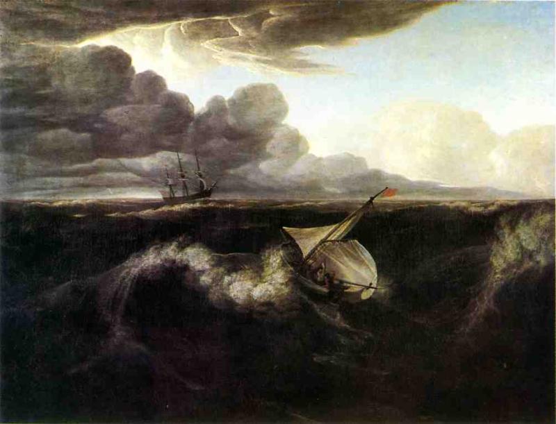 WikiOO.org - Encyclopedia of Fine Arts - Lukisan, Artwork Washington Allston - The Rising of a Thunderstorm at Sea