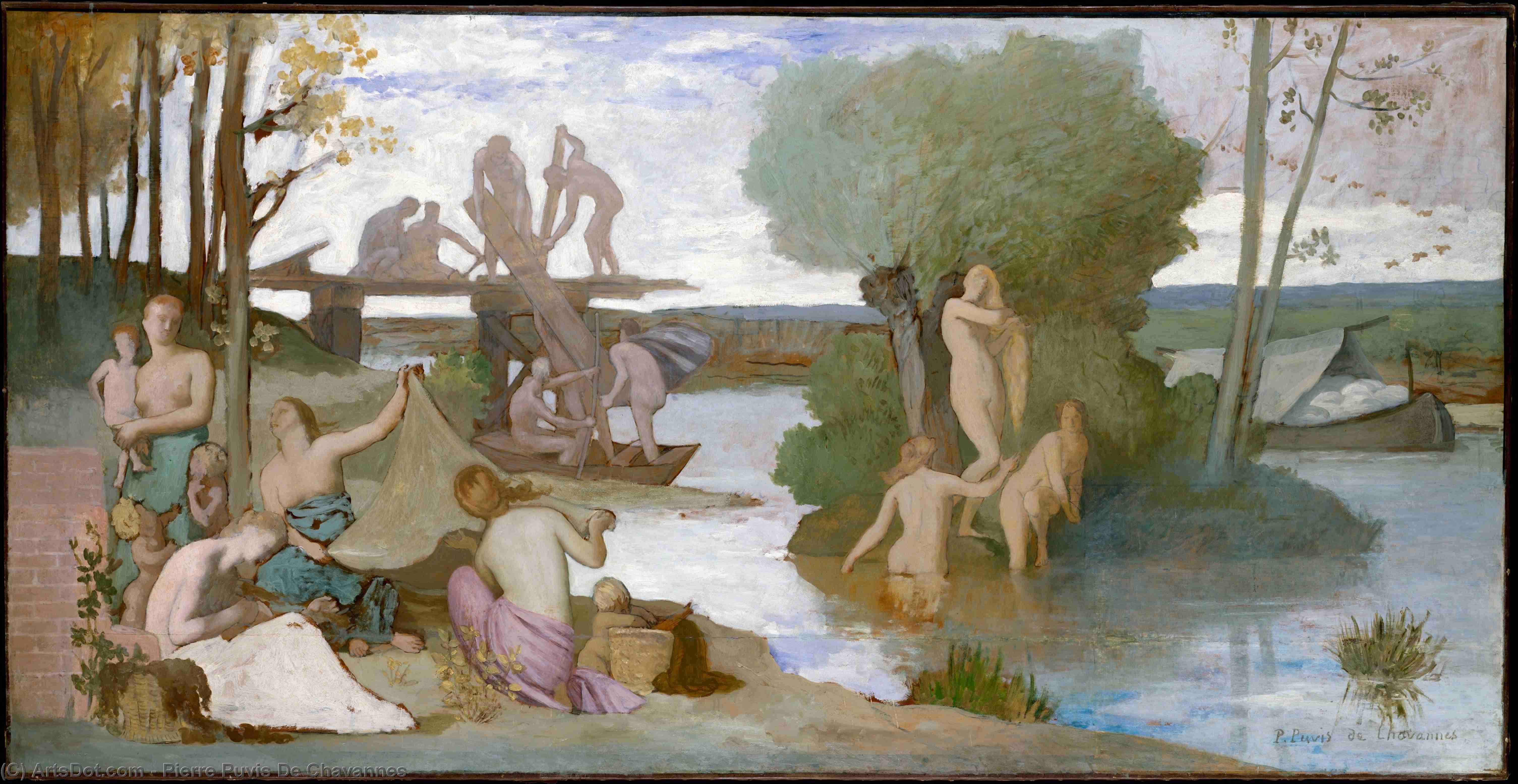 WikiOO.org - Енциклопедия за изящни изкуства - Живопис, Произведения на изкуството Pierre Puvis De Chavannes - The River
