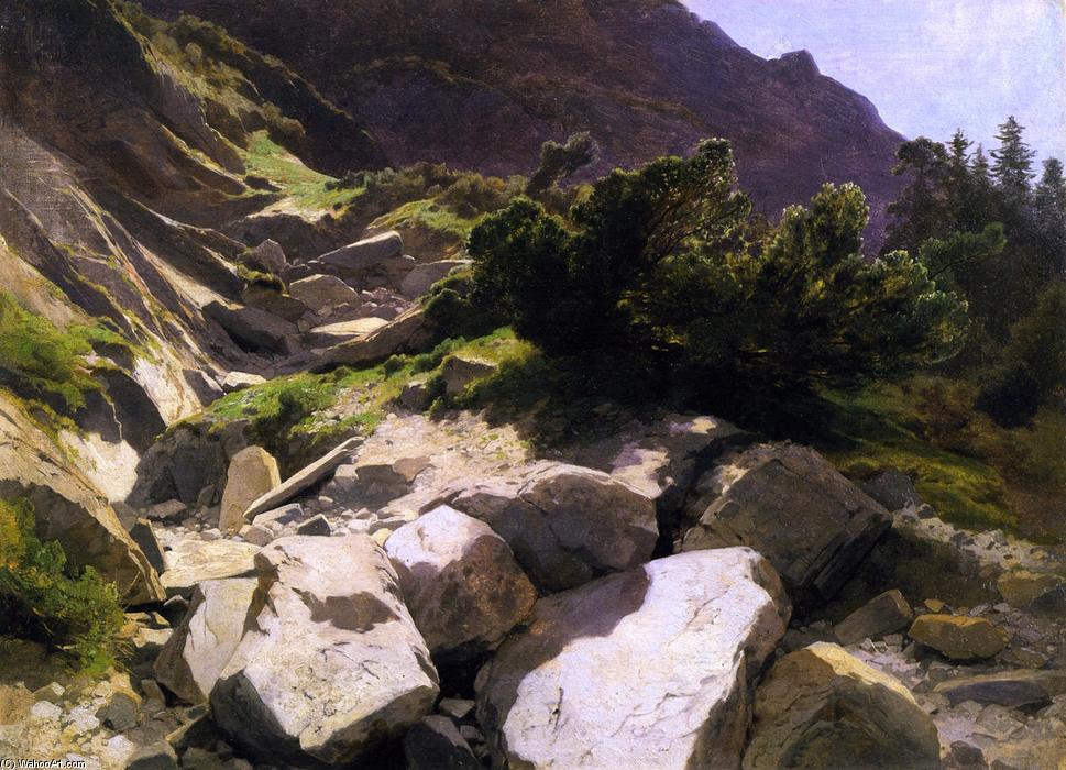 Wikioo.org - The Encyclopedia of Fine Arts - Painting, Artwork by Alexandre Calame - Riverbed at Rosenlaui