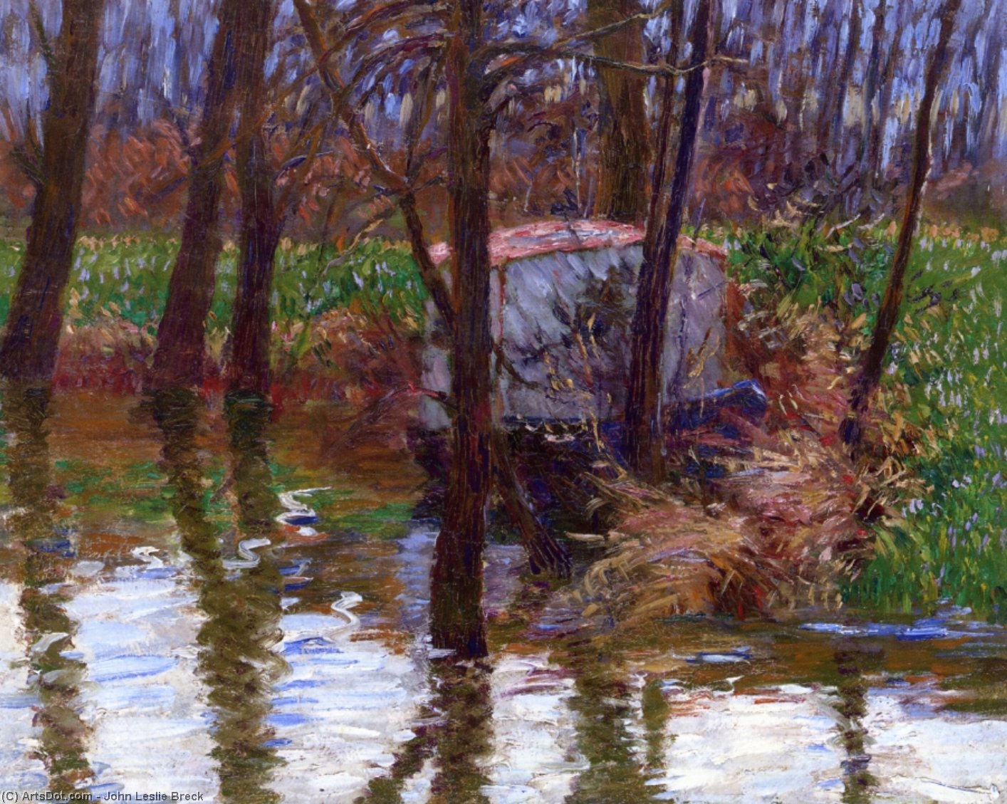 Wikioo.org – La Enciclopedia de las Bellas Artes - Pintura, Obras de arte de John Leslie Breck - el río epte enestado Monet's Aelier-Boat