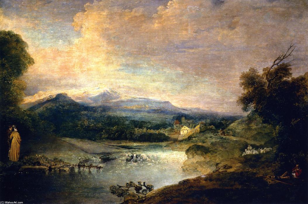 WikiOO.org - Encyclopedia of Fine Arts - Maľba, Artwork Jean Antoine Watteau - River Landscape