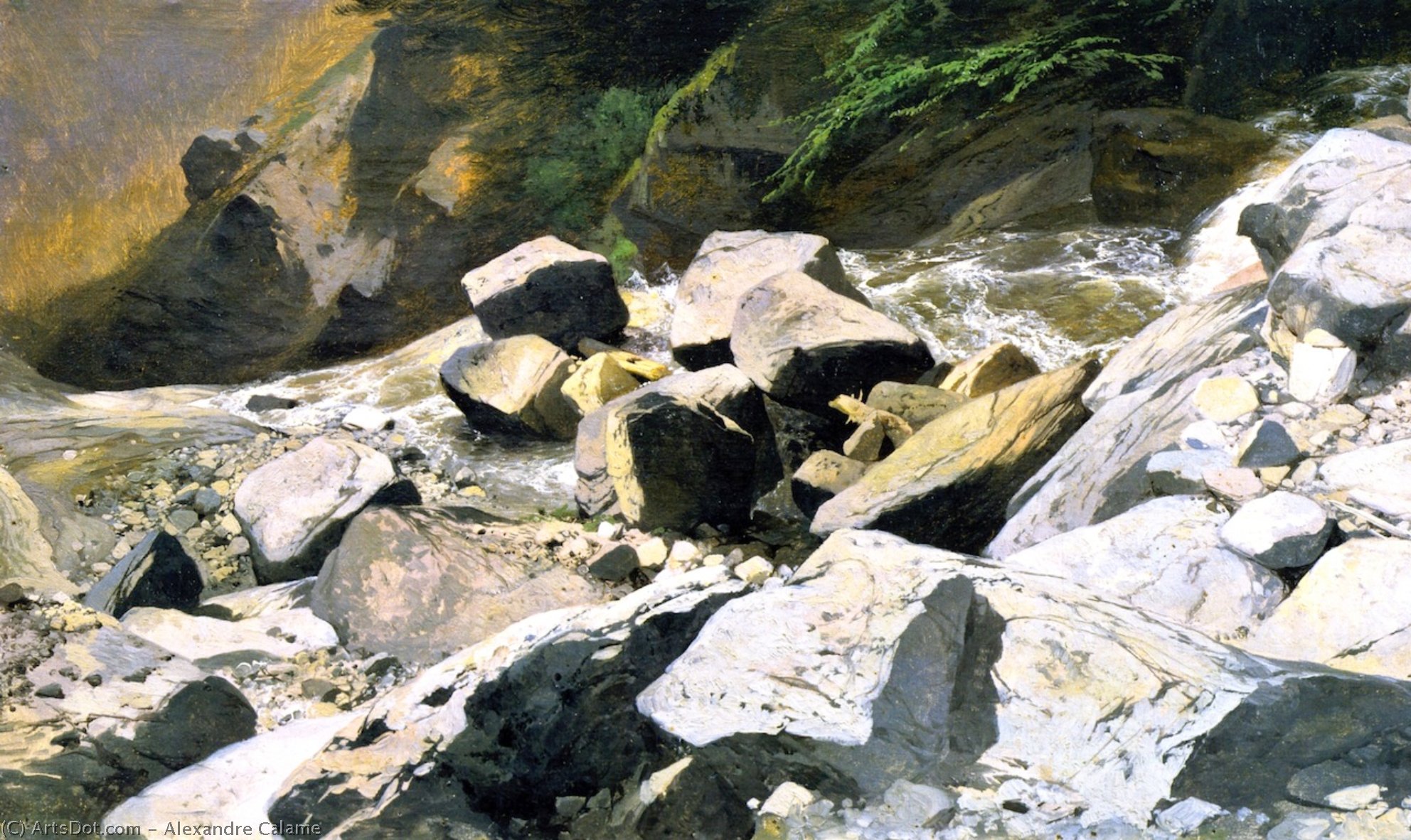 Wikioo.org - The Encyclopedia of Fine Arts - Painting, Artwork by Alexandre Calame - The River Lutschine near Lauterbrunnen