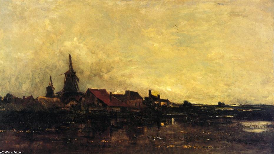 Wikioo.org - สารานุกรมวิจิตรศิลป์ - จิตรกรรม Charles François Daubigny - The River Meuse at Dordrecht