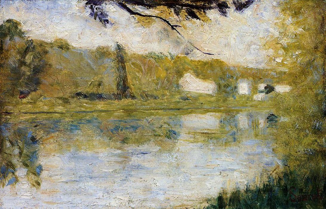 Wikioo.org – L'Encyclopédie des Beaux Arts - Peinture, Oeuvre de Georges Pierre Seurat - au Bord de l'eau