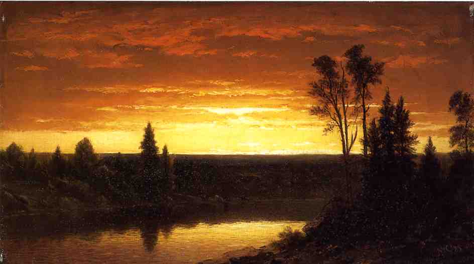 Wikioo.org - The Encyclopedia of Fine Arts - Painting, Artwork by John William Casilear - River Sunset - View of the Catskills