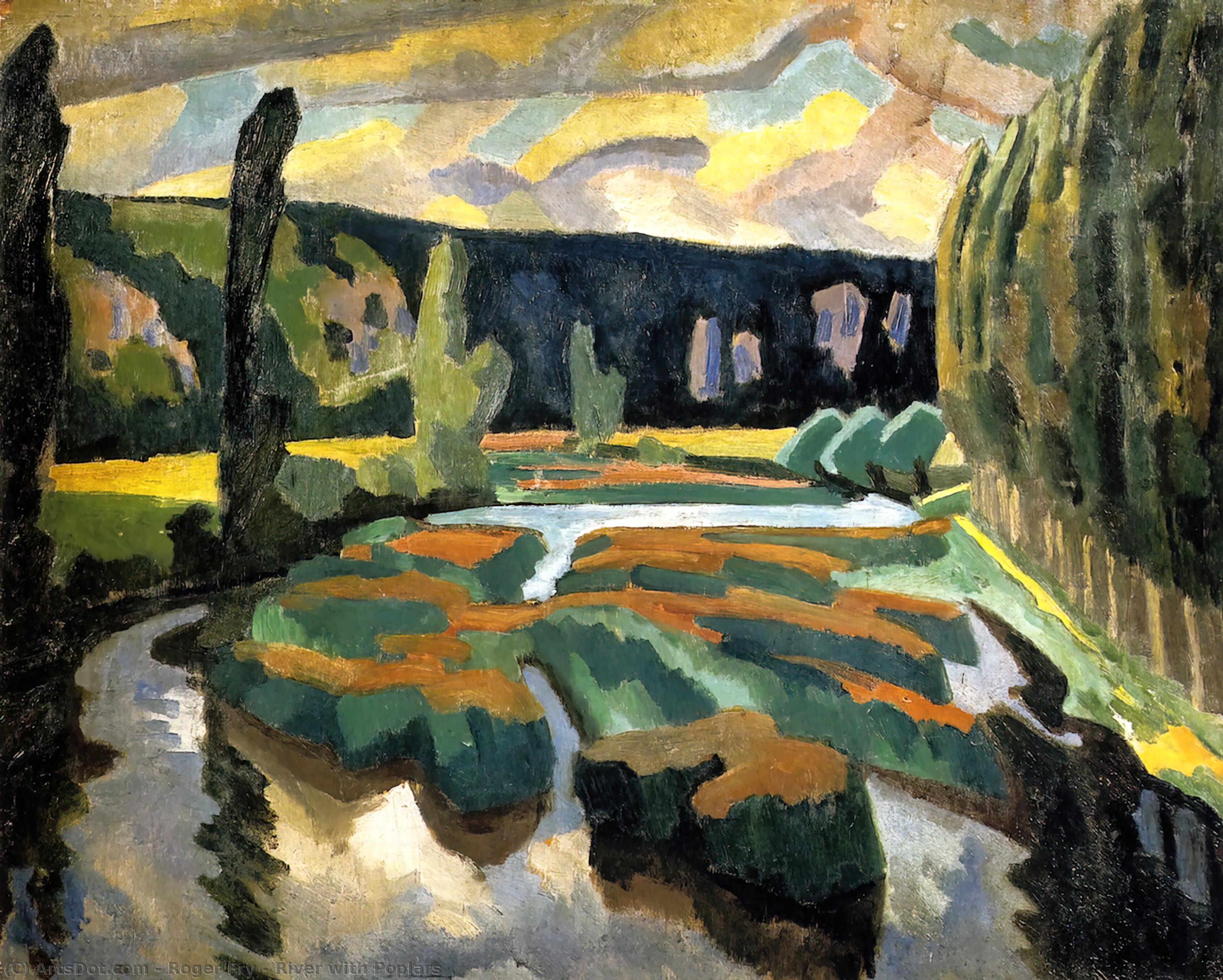Wikioo.org - The Encyclopedia of Fine Arts - Painting, Artwork by Roger Eliot Fry - River with Poplars