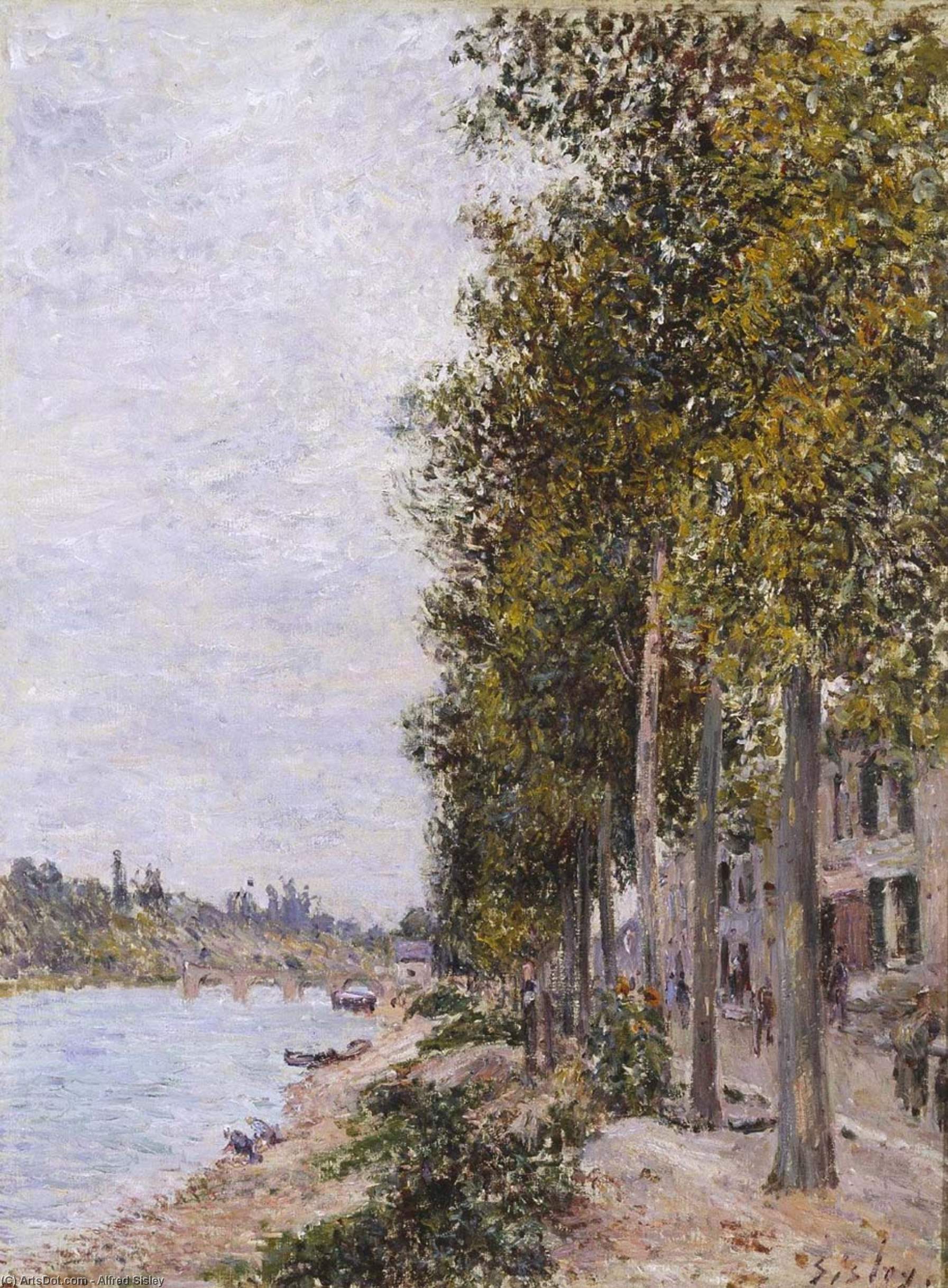 Wikioo.org - The Encyclopedia of Fine Arts - Painting, Artwork by Alfred Sisley - Road Along the Seine at Saint Mammes