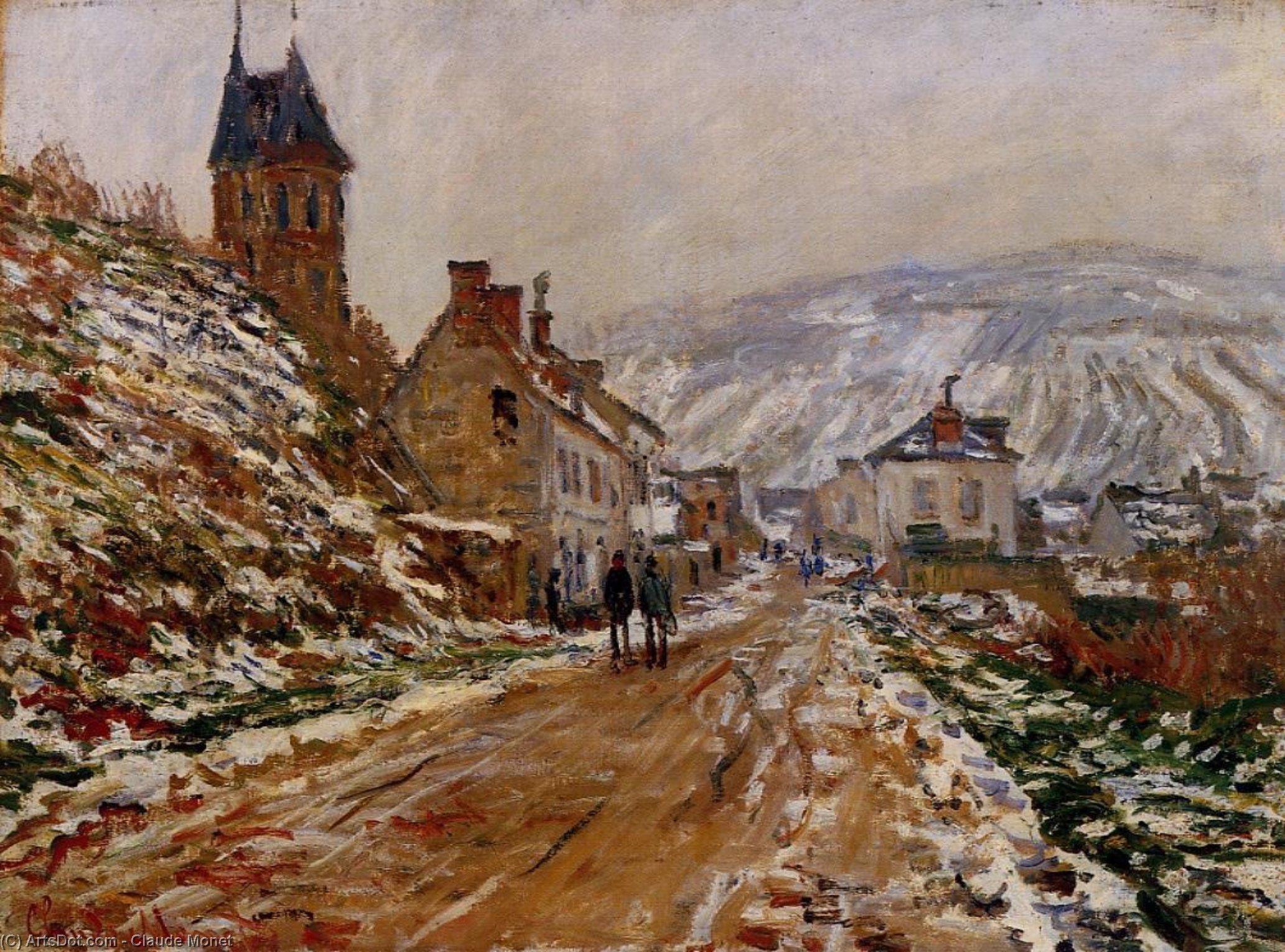 Wikioo.org - The Encyclopedia of Fine Arts - Painting, Artwork by Claude Monet - The Road in Vetheuil in Winter
