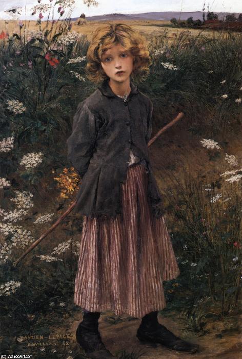 WikiOO.org - Encyclopedia of Fine Arts - Maľba, Artwork Jules Bastien Lepage - Roadside Flowers (also known as The Little Shepherdess)