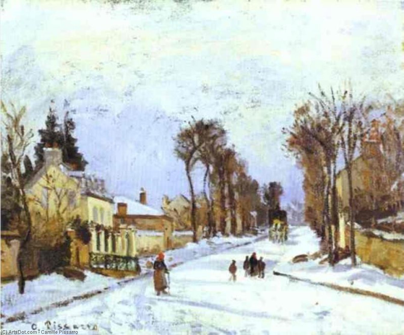 Wikioo.org - The Encyclopedia of Fine Arts - Painting, Artwork by Camille Pissarro - The Road to Versailles at Louveciennes (also known as The Effect of Snow)