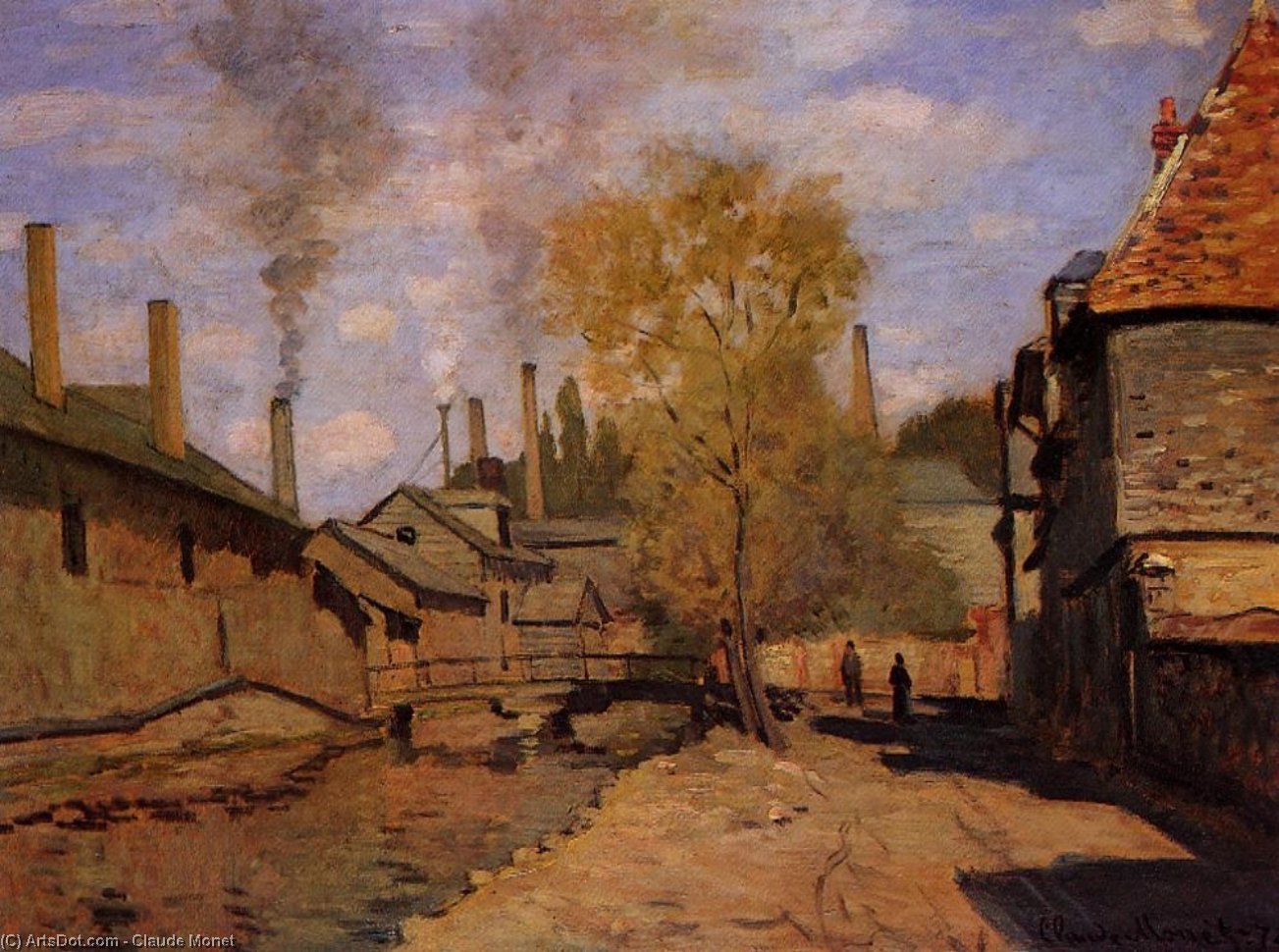 WikiOO.org - Encyclopedia of Fine Arts - Lukisan, Artwork Claude Monet - The Robec Stream, Rouen (also known as Factories at Deville, near Rouen)