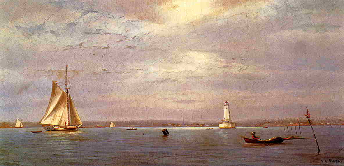 Wikioo.org - สารานุกรมวิจิตรศิลป์ - จิตรกรรม Francis A Silva - Robin's Reef Lighthouse off Tomkinsville, New York Harbor