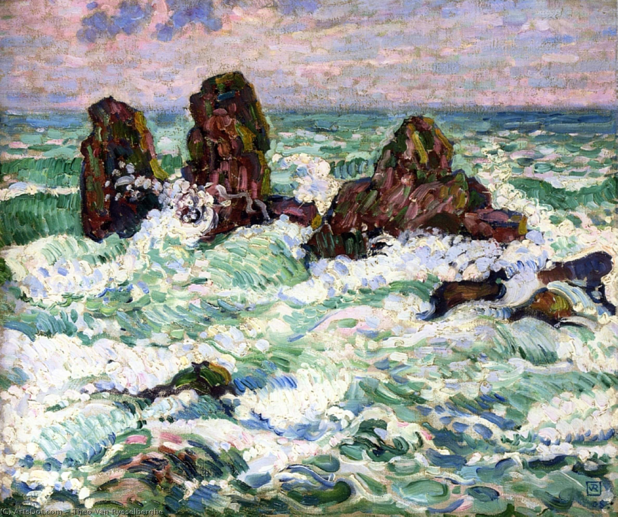 WikiOO.org - Encyclopedia of Fine Arts - Lukisan, Artwork Theo Van Rysselberghe - The Rocks