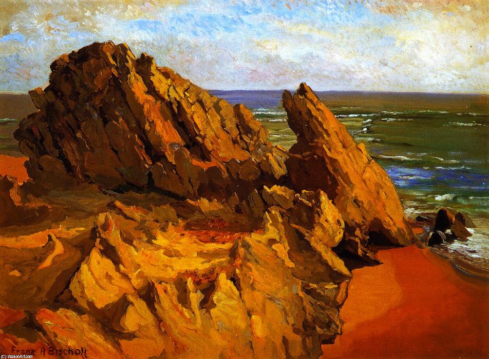 Wikioo.org - The Encyclopedia of Fine Arts - Painting, Artwork by Franz Bischoff - Rocks and Surf