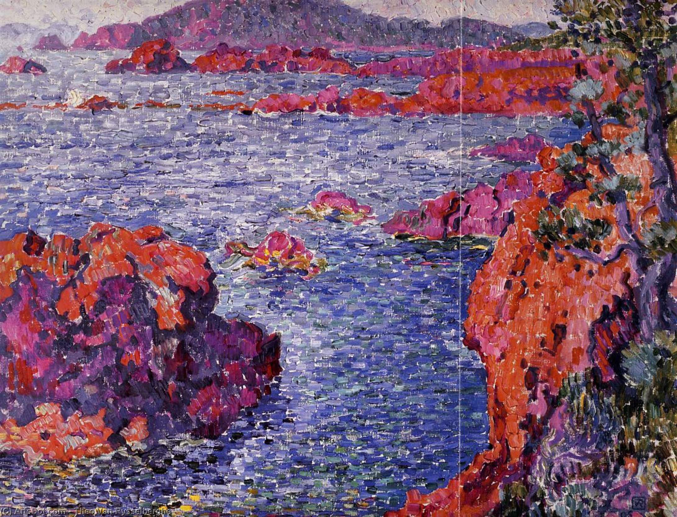 Wikioo.org - The Encyclopedia of Fine Arts - Painting, Artwork by Theo Van Rysselberghe - Rocks at Antheor