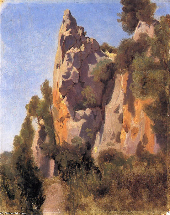 WikiOO.org - Encyclopedia of Fine Arts - Schilderen, Artwork Jean Baptiste Camille Corot - Rocks at Civita Castellana
