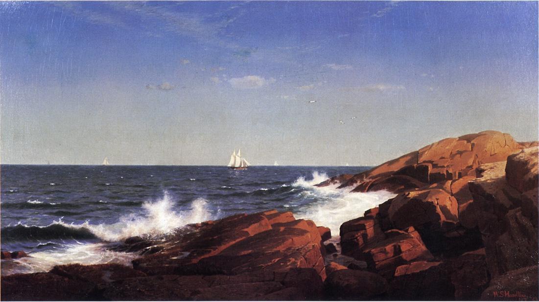 WikiOO.org - Encyclopedia of Fine Arts - Maleri, Artwork William Stanley Haseltine - Rocks at Narragansett (also known as Rocks at Nahant)