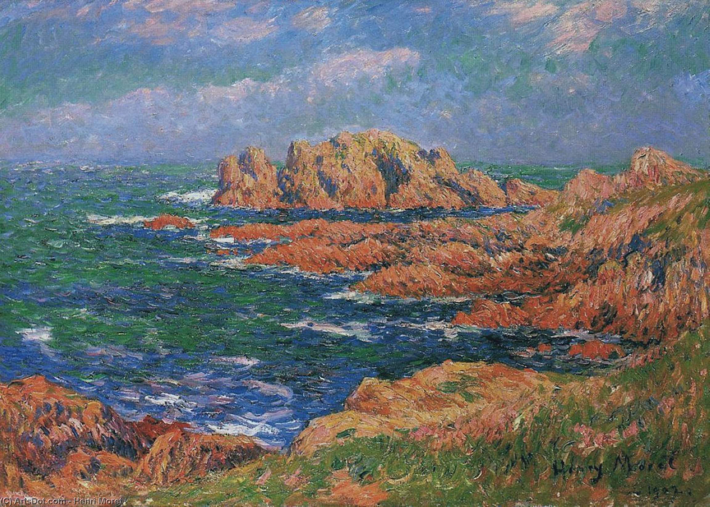 WikiOO.org - Encyclopedia of Fine Arts - Schilderen, Artwork Henri Moret - The Rocks at Ouessant