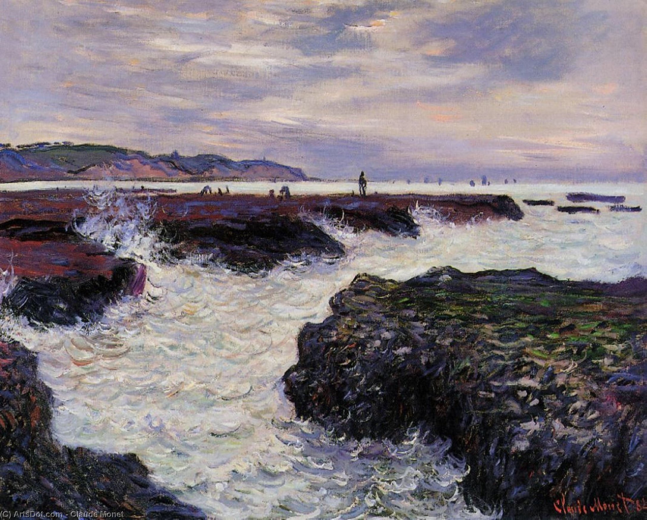 Wikioo.org - The Encyclopedia of Fine Arts - Painting, Artwork by Claude Monet - The Rocks at Pourville, Low Tide