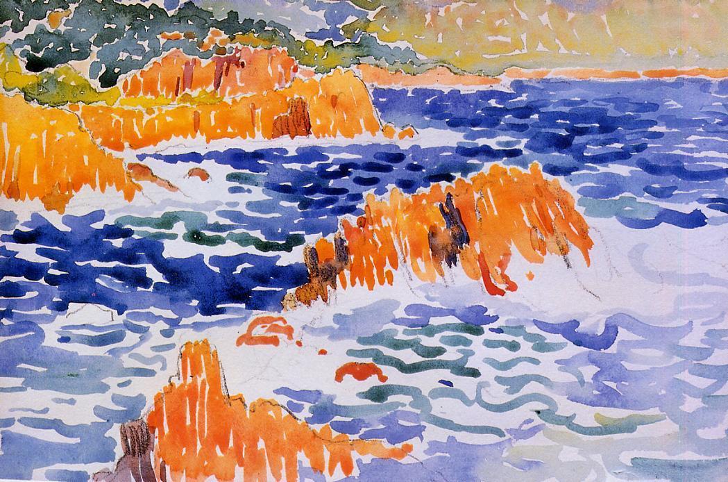 WikiOO.org - Encyclopedia of Fine Arts - Maleri, Artwork Henri Edmond Cross - Rocks at Trayas