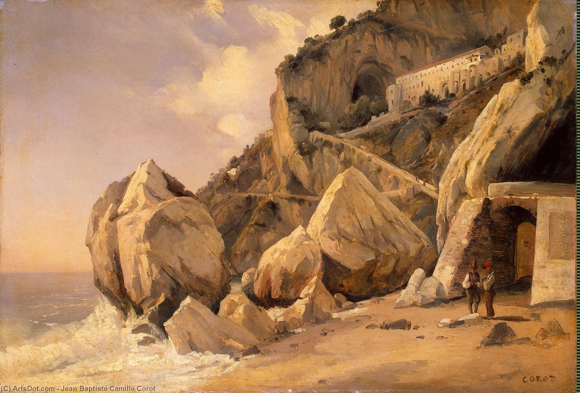 Wikioo.org - The Encyclopedia of Fine Arts - Painting, Artwork by Jean Baptiste Camille Corot - Rocks in Amalfi