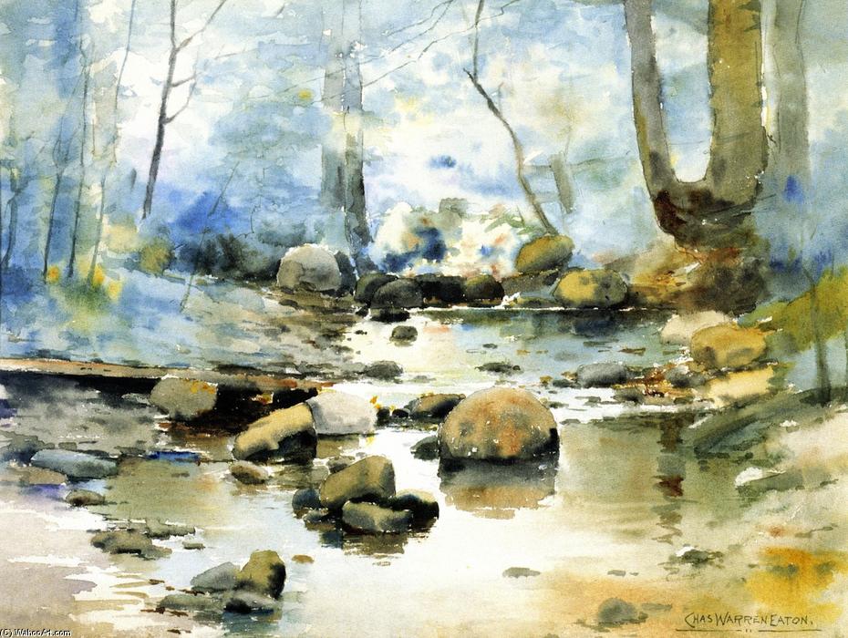 WikiOO.org – 美術百科全書 - 繪畫，作品 Charles Warren Eaton - 石头 在  一个  溪水