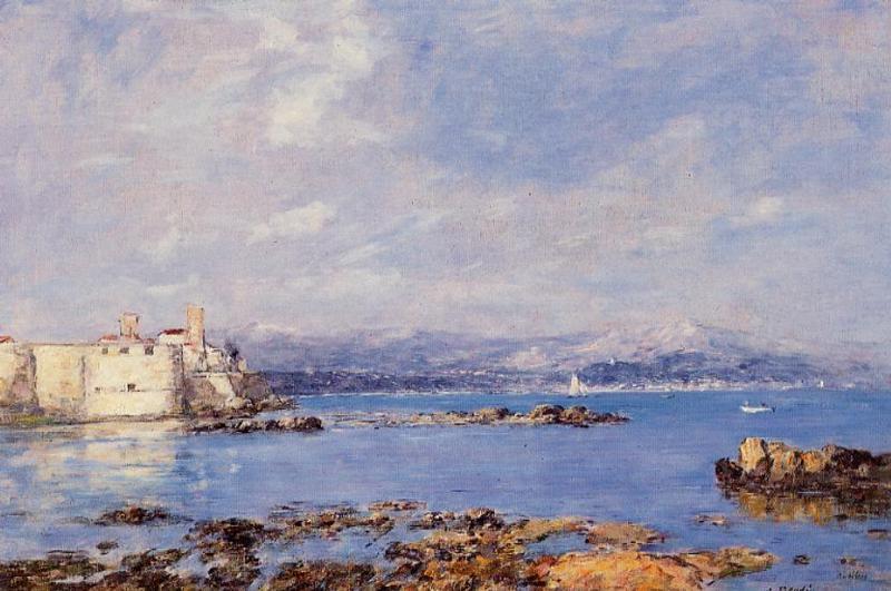 WikiOO.org - Encyclopedia of Fine Arts - Lukisan, Artwork Eugène Louis Boudin - The Rocks of l'Ilette and the Fortifications