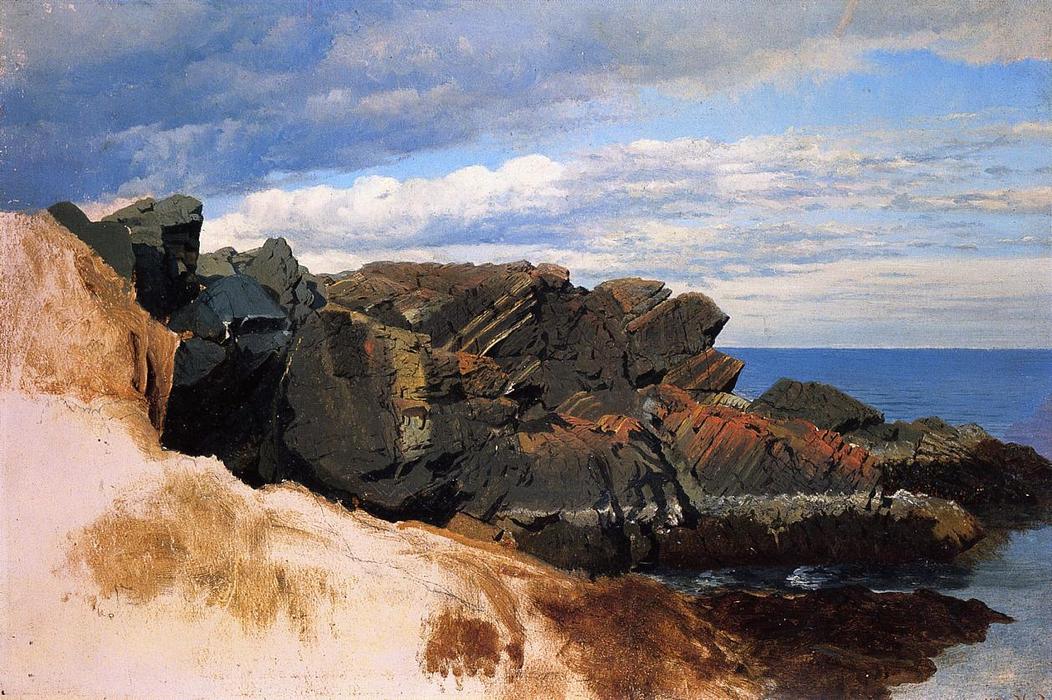 WikiOO.org - Encyclopedia of Fine Arts - Lukisan, Artwork William Bradford - Rock Study at Nahant, Massachusetts