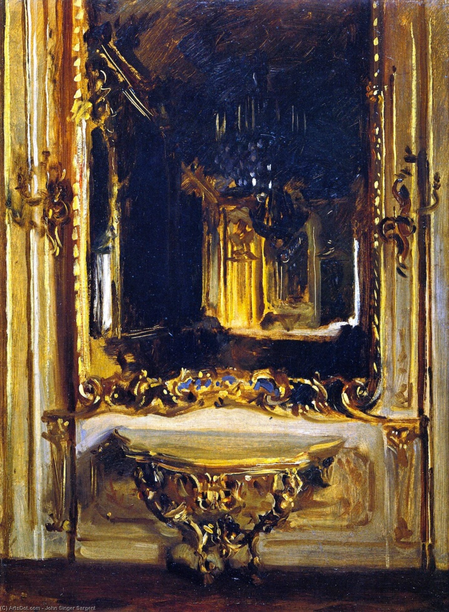 WikiOO.org - Enciklopedija likovnih umjetnosti - Slikarstvo, umjetnička djela John Singer Sargent - The Rococo Mirror