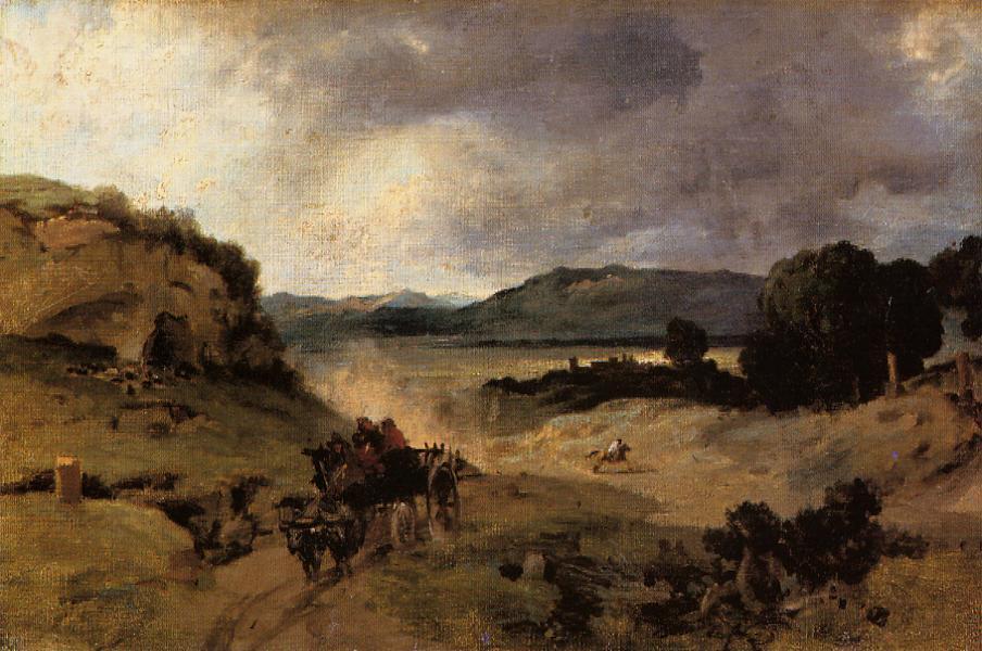 Wikioo.org – La Enciclopedia de las Bellas Artes - Pintura, Obras de arte de Jean Baptiste Camille Corot - la campiña romana ( también conocida como La Cervara )