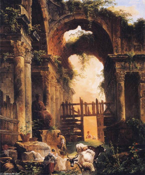 WikiOO.org - Εγκυκλοπαίδεια Καλών Τεχνών - Ζωγραφική, έργα τέχνης Hubert Robert - Roman Ruins