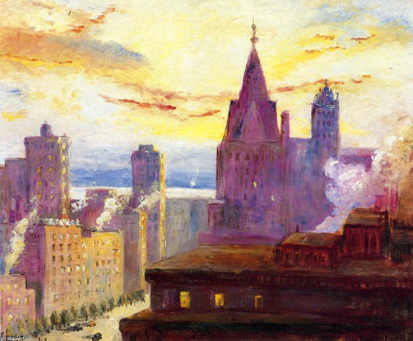 Wikioo.org – L'Enciclopedia delle Belle Arti - Pittura, Opere di Colin Campbell Cooper - Rooftops al tramonto